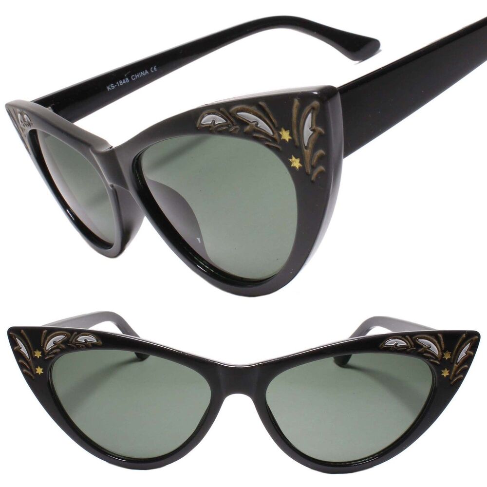 Classy Elegant Exotic Retro Fashion Cat Eye Sexy Sunglasses Pointy Black Frame